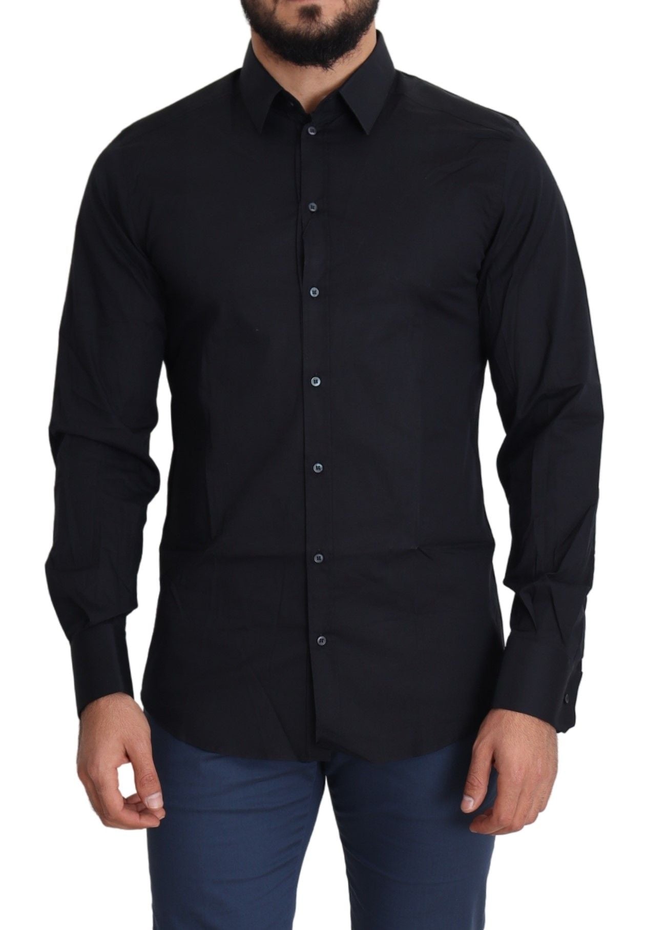 Dolce & Gabbana Blue Formal GOLD Cotton Shirt